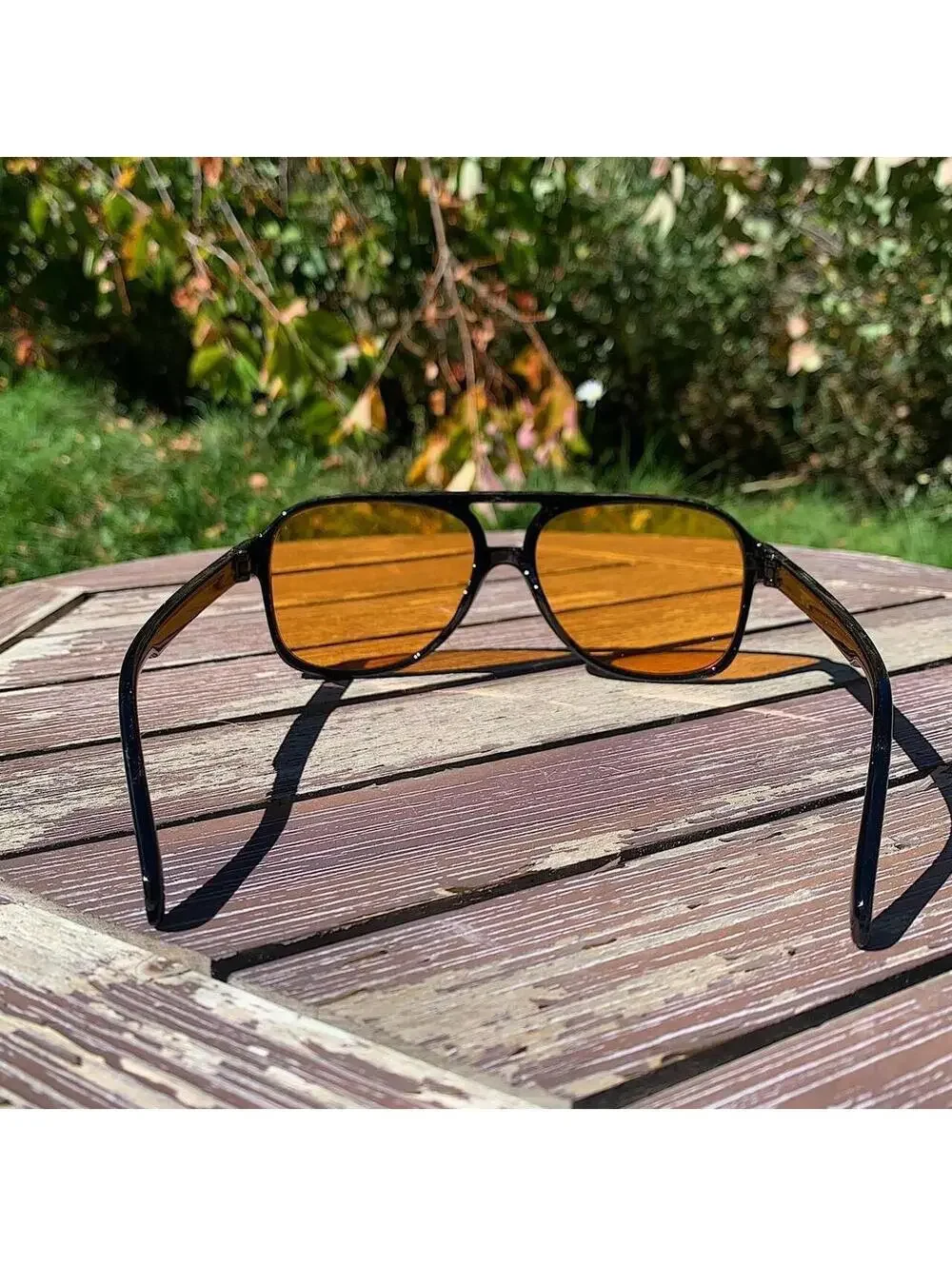 Vintage 90s y2k style unique retro square rounded shaped orange lenses